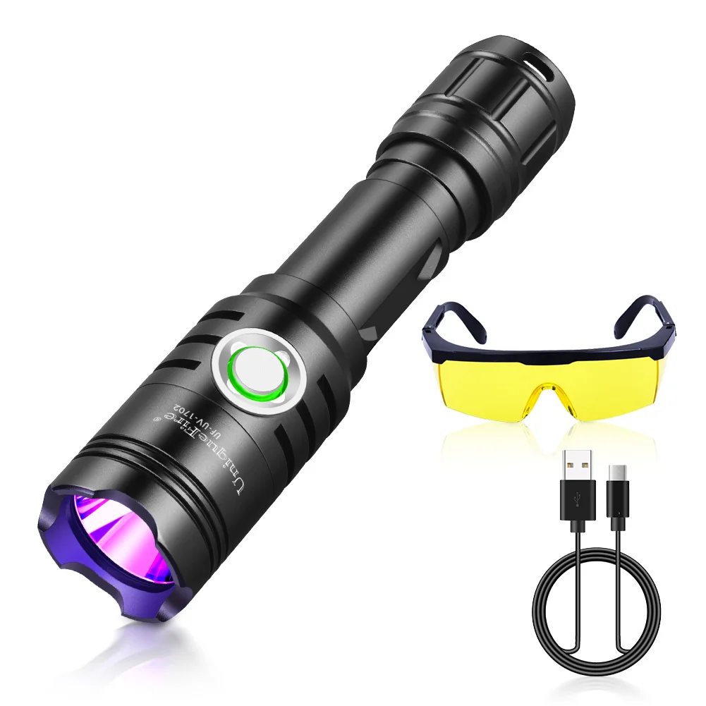 UniqueFire 1702 Blacklight Handheld LED UV Flashlight 395nm Light Torch Detector for Dog Pet Urine Stains Bed Bugs and Scorpions