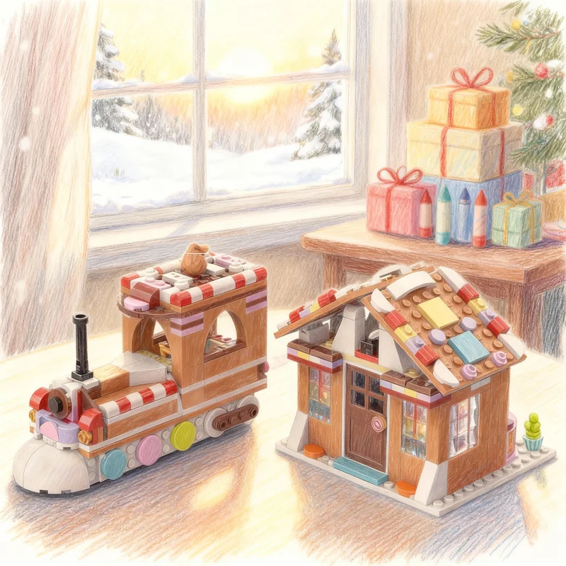 

Набор строительных блоков MOC «Рождественский пряничный поезд» (497 деталей) – Архитектурная модель, развивающая игрушка, идеальный рождественский подарок для детей