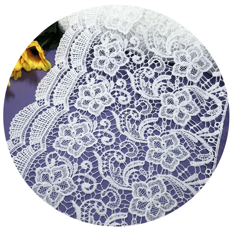 1yard Lace Fabric Good Quaility Milk Silk Water-Soluble Ribbon Embroidery Women\'s Skirt Clothing Sewing Trim Wedding Deco