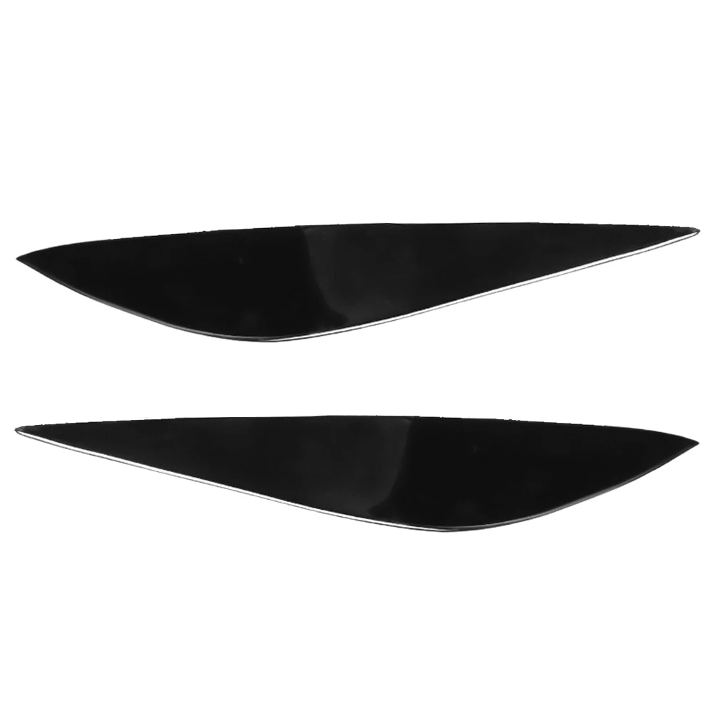 2Pcs Car Front Headlight Eyelids Eyebrow Cover Trim Glossy Black For Mercedes-Benz C-Class W204 2008 2009 2010 2011