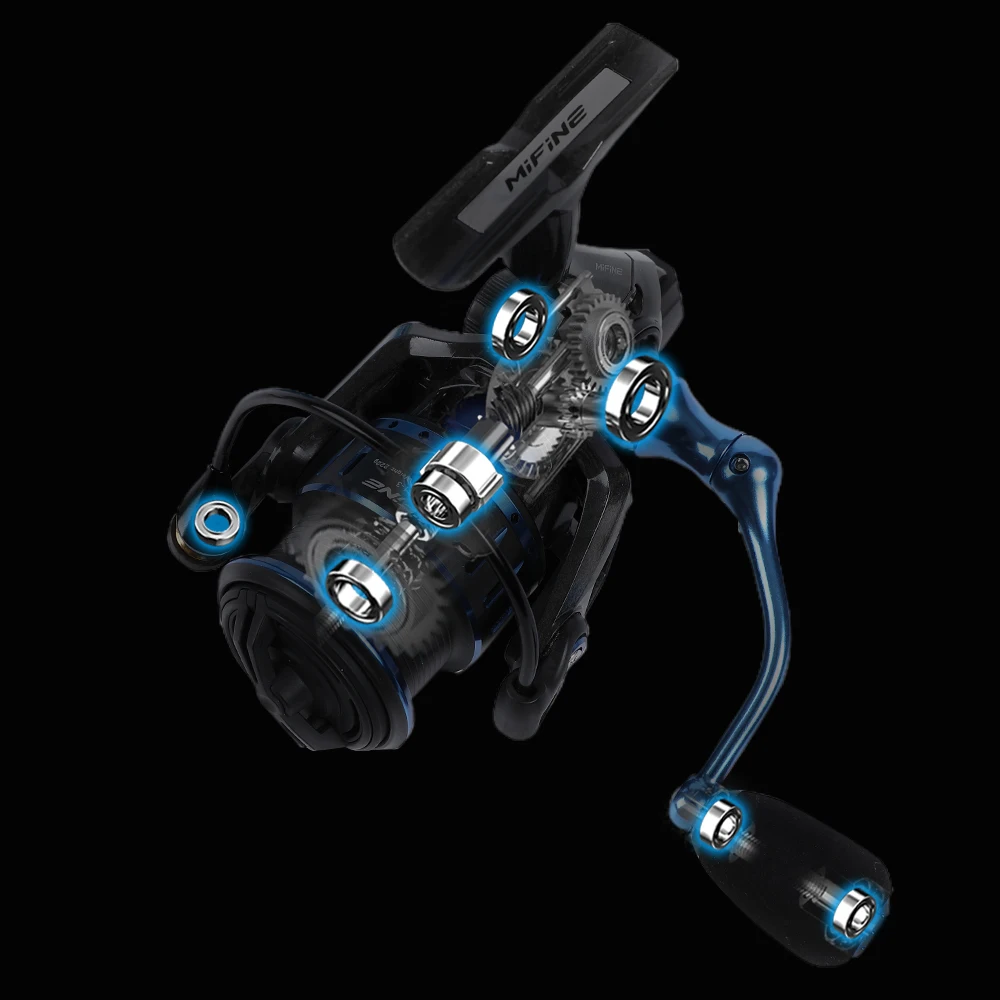 MIFINE Carbon Tech Lightweight Spinning Reels,Gear Ratio 5.1:1,7+1BB, Max Drag 4KG Aluminum Spool,for Freshwater Saltwater