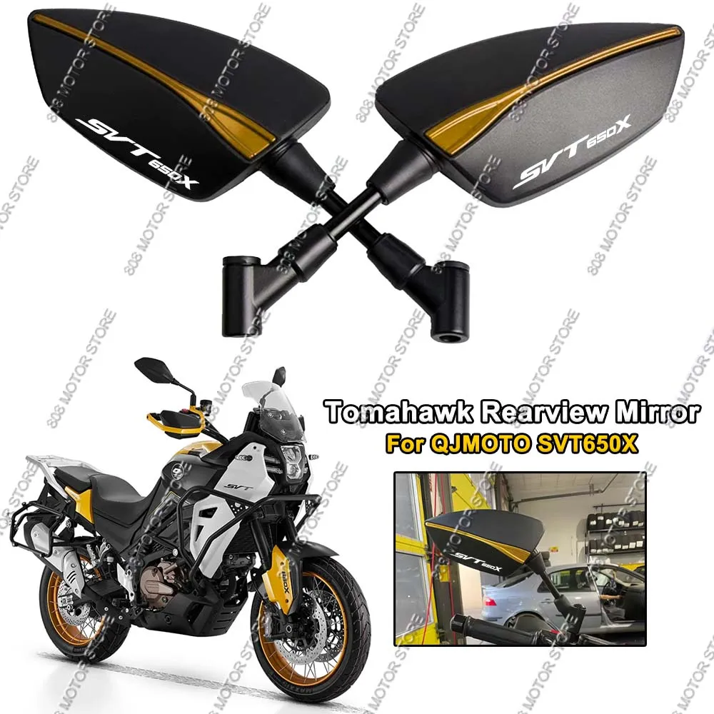 

For QJMOTO SVT650X svt650x CNC Aluminum Tomahawk Rearview Mirrors 8mm 10mm Motorcycle Side Mirrors