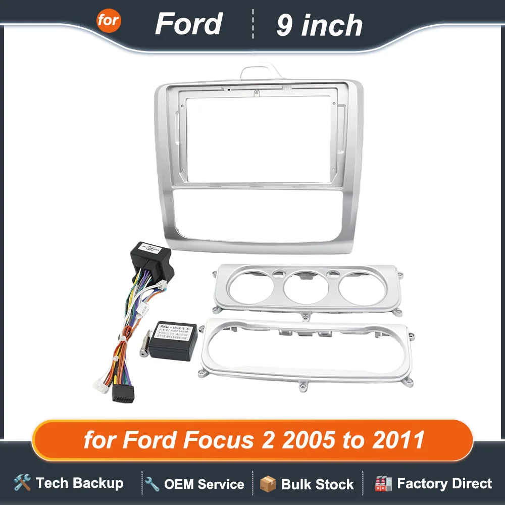 

CAN Bus Wiring Harness with Radio Panel Frame for Ford Focus 2 2005 to 2011, Cable Adapter for 16 Pin 9 inch Android Multimedia
