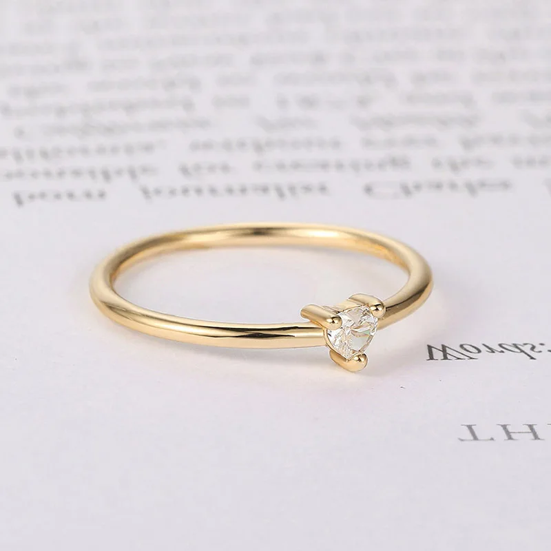 Lovely Heart Dainty Rings For Women Minimalist Sweet Zircon 3 Color Thin Finger Ring Proposal Party Gift Fashion Jewelry KBR014