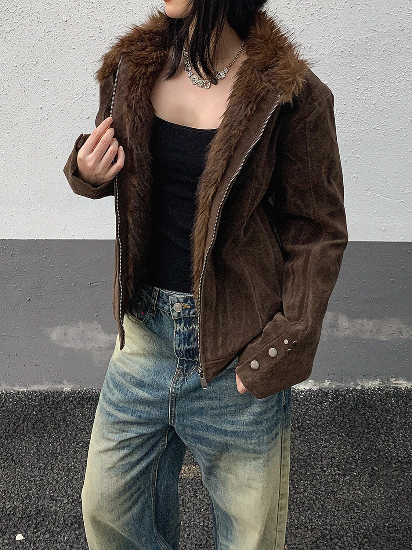 

Зимнее теплое пальто USKM в американском ретро-стиле с замшевым воротником, утепленное хлопком, свободного кроя, для мужчин и женщин, модное, винтажное, с декоративными пуговицами