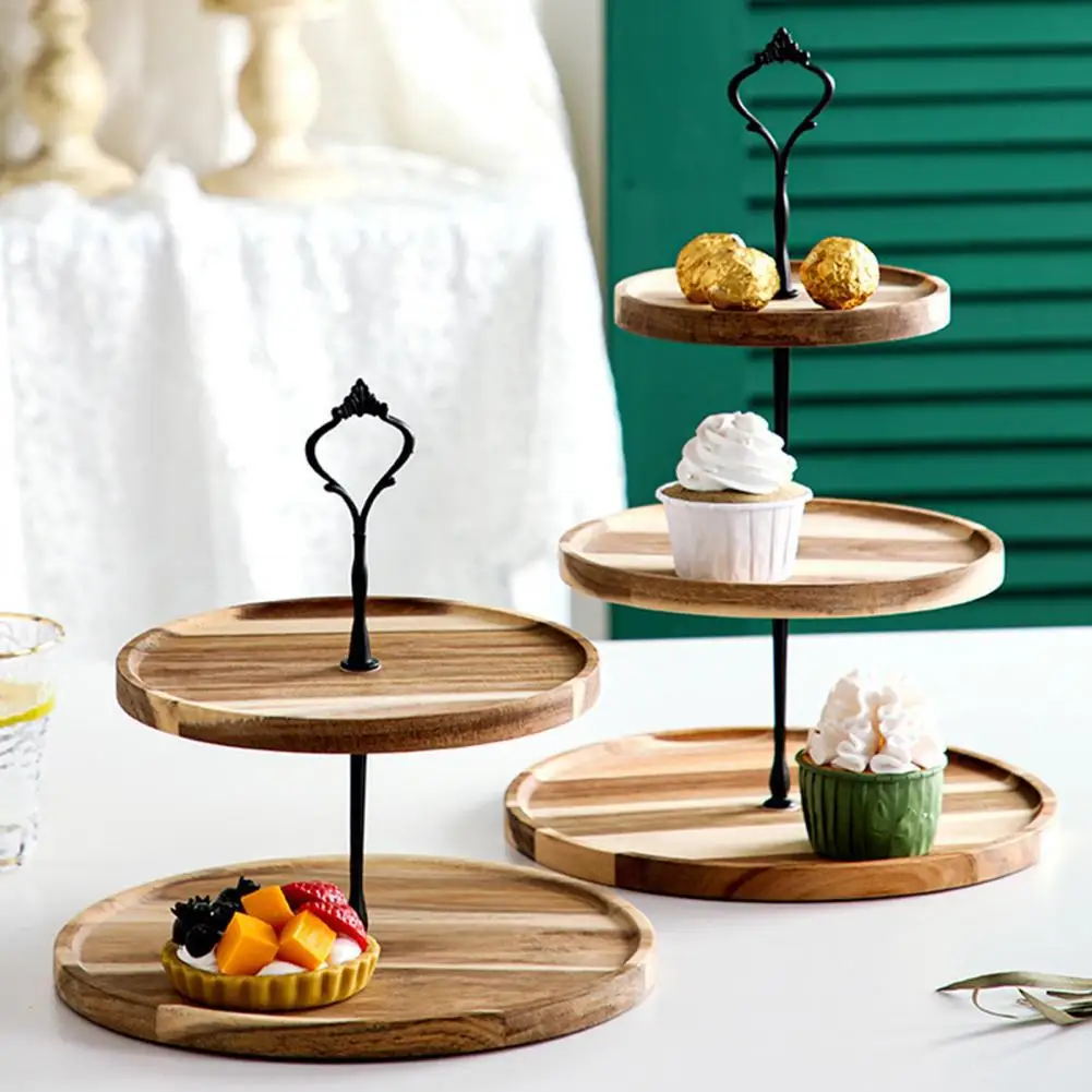 2/3 Tier Cake Stand Wood Cupcake Stand Buffet Salad Snack Plate Wedding Birthday Fruit Plate Snack Tray presentoir a gateau