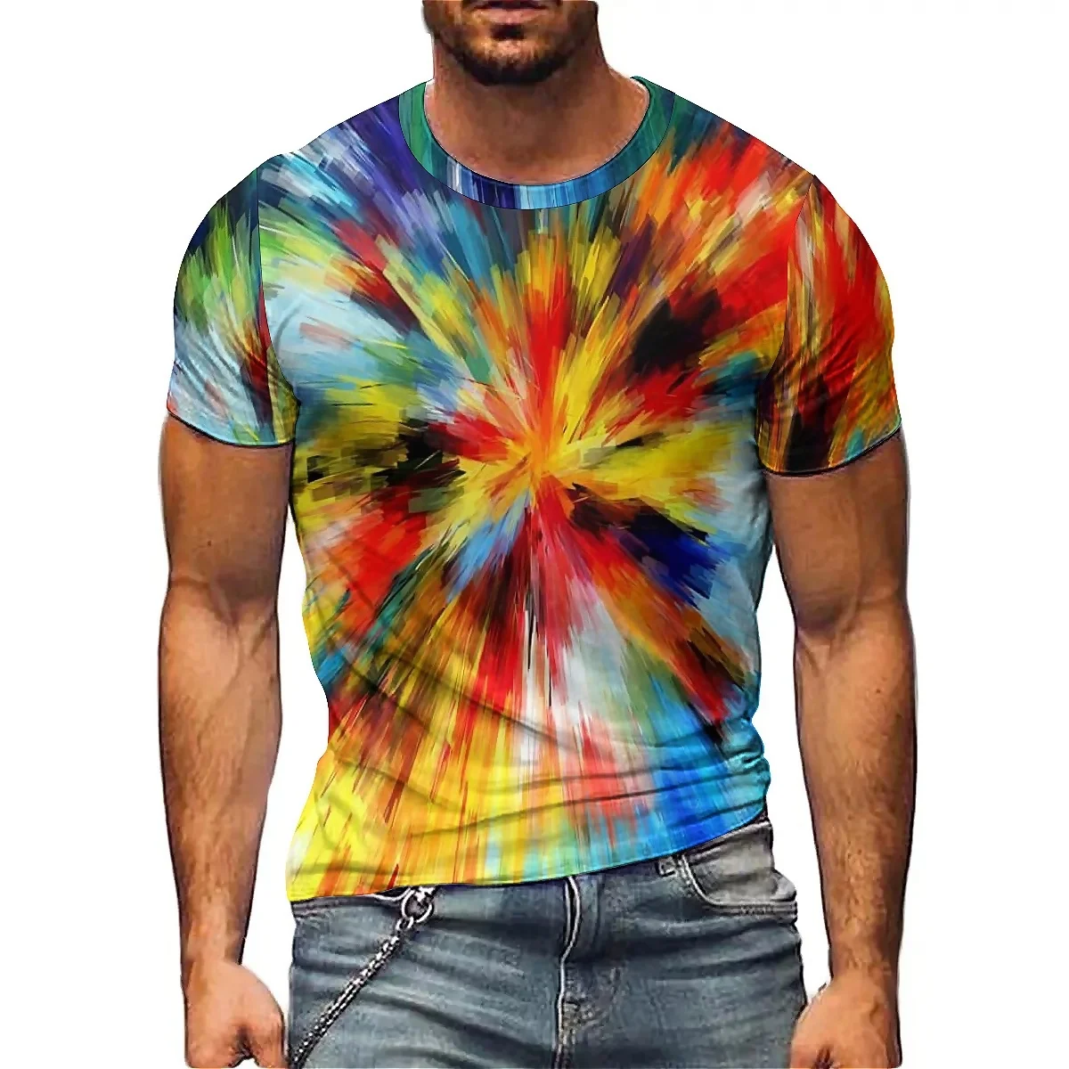 Men's Bold Pattern Christmas 3D Printed Short-Sleeve T-Shirt - Student Couple Outfit