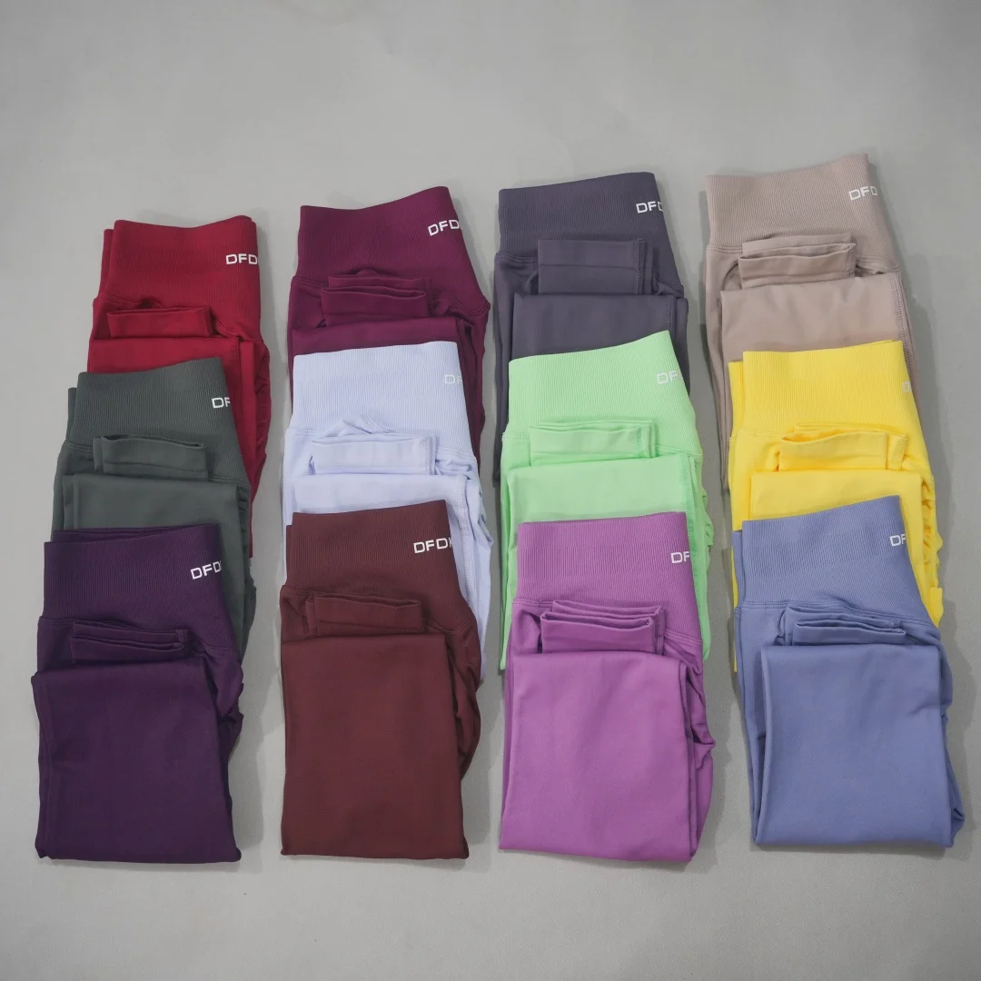 DF LOGO Women Seamless High Waist Leggings Butt Lift Squat Proof Compression Tummy Control Slim Fitness Pants Yoga Gym Running