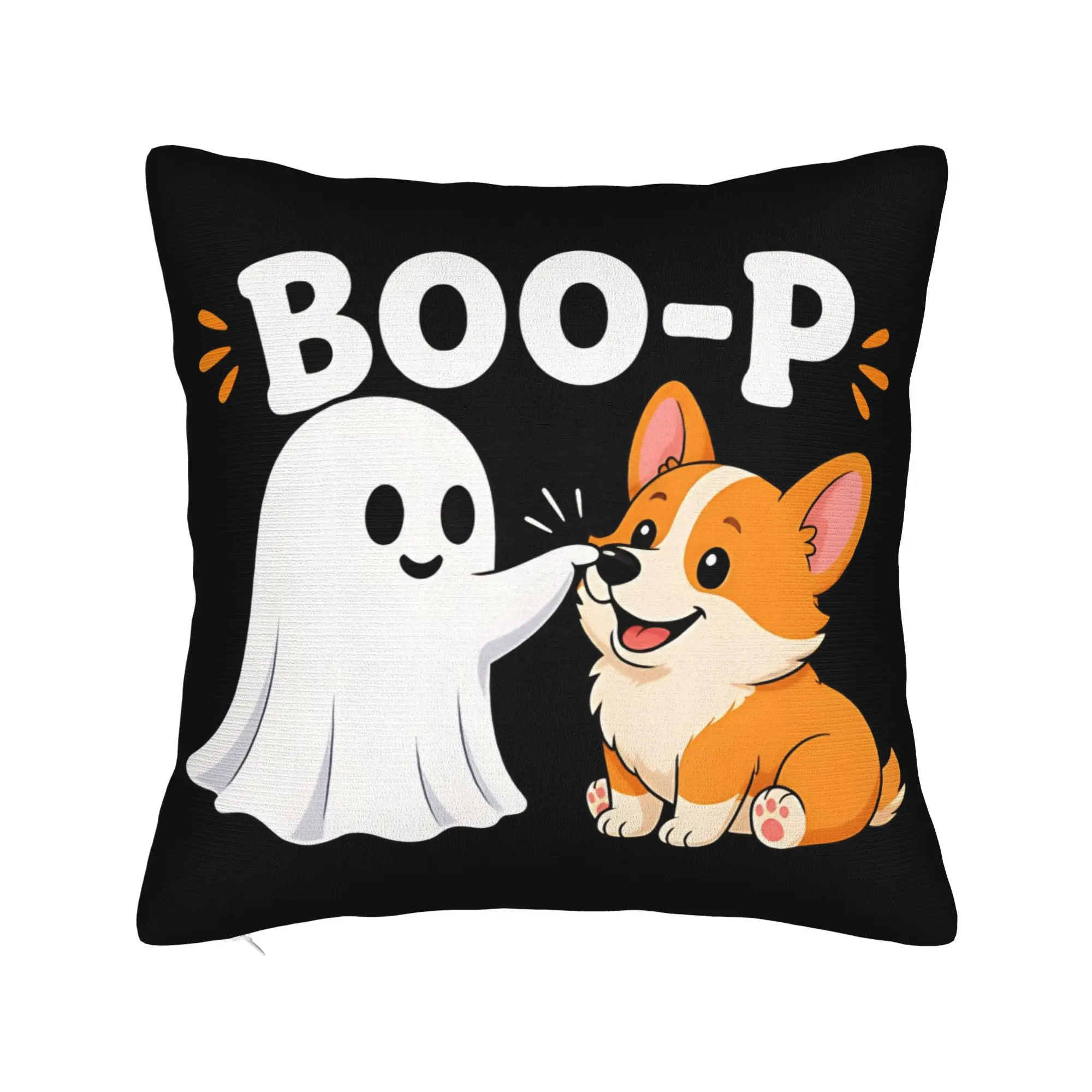 Corgi Boo P Ghost Nose Boop Halloween Dog Lover Pillow Case  Fashion Pillow Cover Comfy Pillowcases For Sofa Bedroom Home Decor