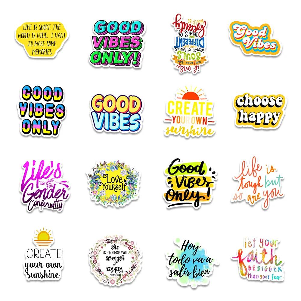 10/30/50/100 قطعة تحفيزية الإنجليزية عبارة ملصقات ملونة ملهمة الكتابة على الجدران الشارات دفتر حقيبة الهاتف ملصق حزمة