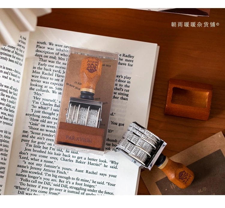 Chaoyu Retro Holz-Datumsstempel Einstellbarer Digitaler Rollstempel Kreatives Tagebuch DIY Check-In Dekoration – Detail 9