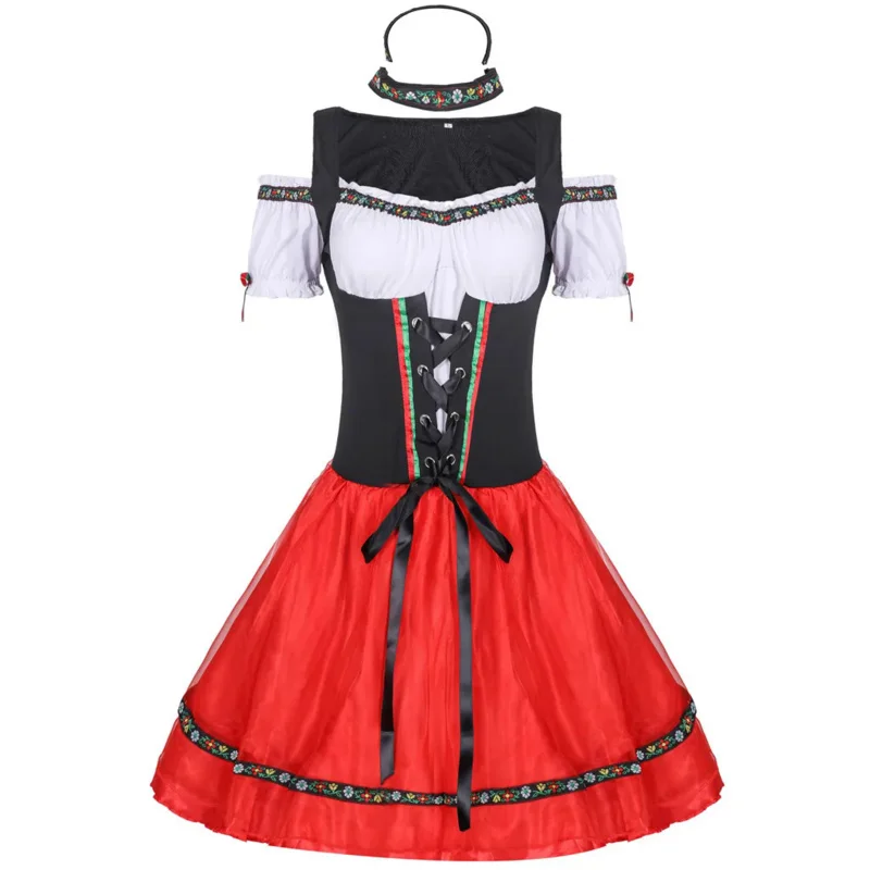 Karnawał Oktoberfest Dirndl kostium sukienka kobiety niemcy piwo pokojówka tawerna dziewuszka kelnerka strój Cosplay Halloween fantazyjna impreza