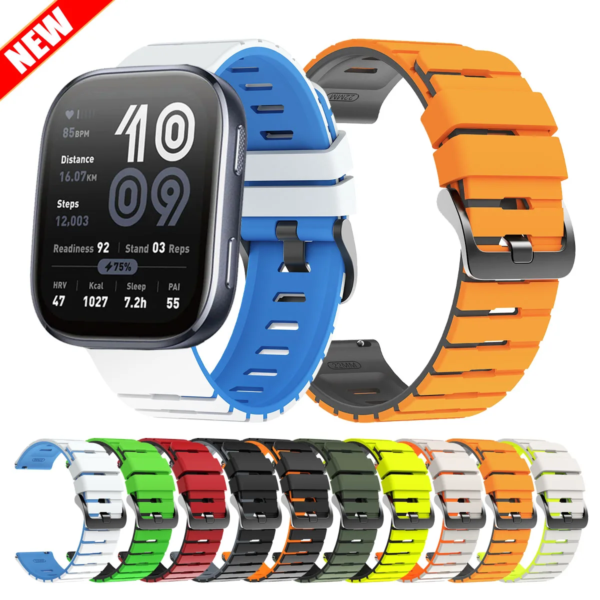 22 مللي متر سيليكون الفرقة ل Huami AMAZFIT Bip 6 5 الرياضة حزام ساعة اليد ل AMAZFIT GTR 4 3 برو 2e 47 مللي متر/التوازن 2/ستراتوس 3 2s معصمه