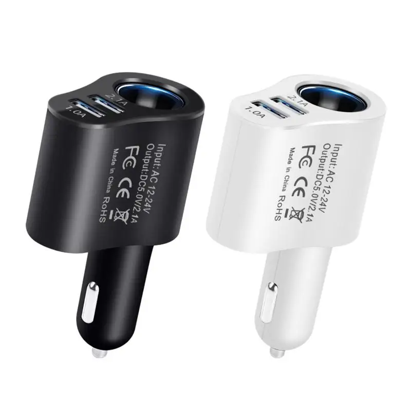 3in1 USB C Car Charger 12v/24v Car Splitter Adapter Smart Dual Charging Outlet Charger 80w High Power Car Outlet Splitter