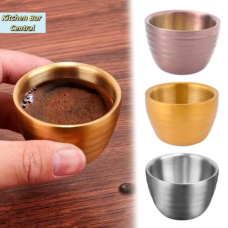 【50ml Mini Espresso Cup/Italian Extraction Cup/Small Wine Glass Stainless Steel Tea Cup Anti-fall Small Capacity 1/3pcs】