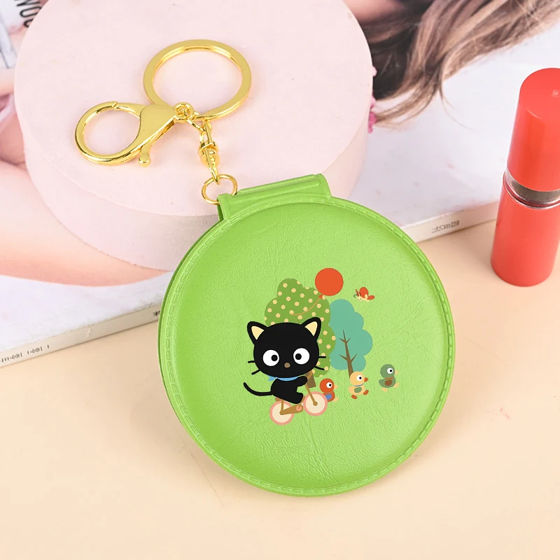 kawaii Woman Makeup Mirror Foldable Chococated Small Round Mirror Female Cartoon Cosmetics Travel Portable Make-up Mirrors Gift