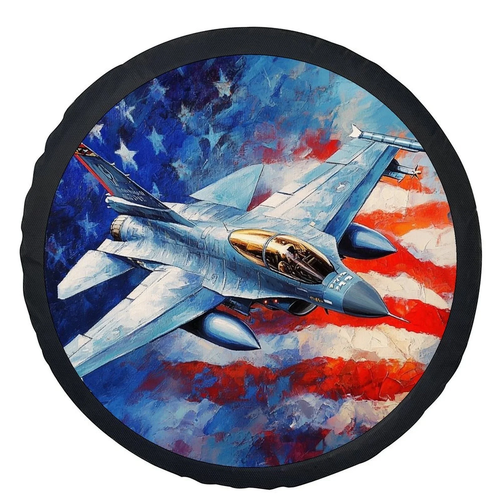 Single Fighter Jet Tire Cover With American Flag Design, Stylish Universal Wheel Protection, Fits Most Car Wheels
