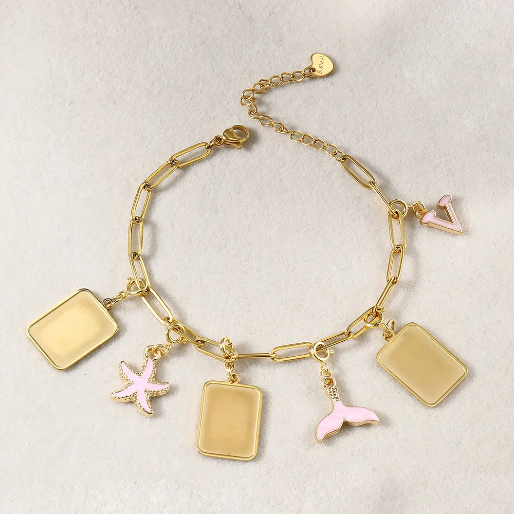 تخصيص صورة رسالة العلم قلادة قلادة للنساء الرجال الفولاذ المقاوم للصدأ سحر سلسلة سوار DIY صنع المجوهرات والاكسسوارات #6