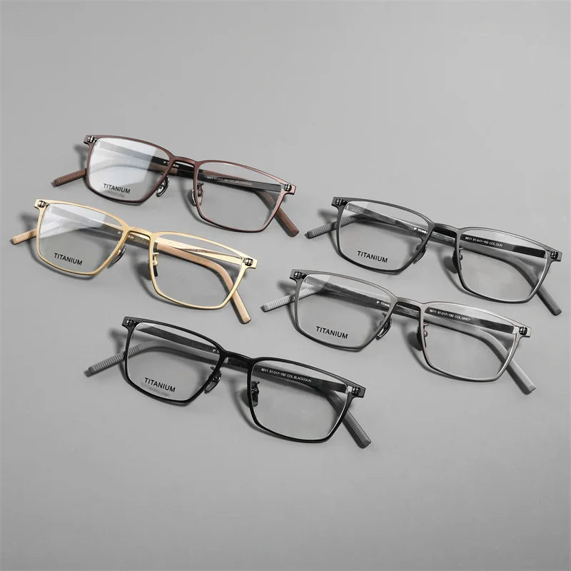 Óculos de negócios masculinos feitos à mão quadrados óculos de armação grande titânio puro ultraleve retângulo óculos femininos vintage