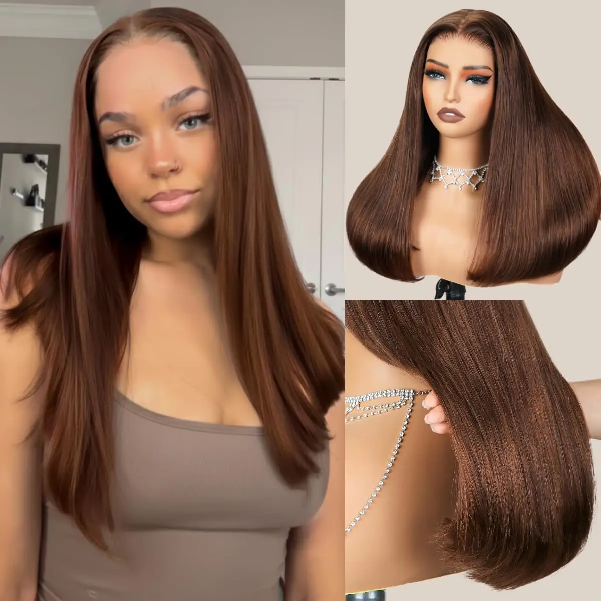 

Натуральный парик из 100% человеческих волос, цвет настоящий шоколадно-коричневый, парик из натуральных волос с HD-кружевом спереди, прямой, плотность 250%, класс 12A, парик с закрытием для женщин, 30 дюймов