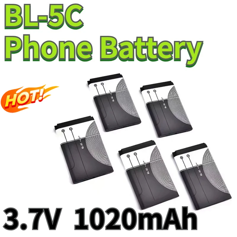 

3.7V 1020mAh Battery BL-5C BL5C BL 5C Rechargeable Batteries For Nokia 2112 2118 2255 2270 2280 2300 2600 2610 3125 3230