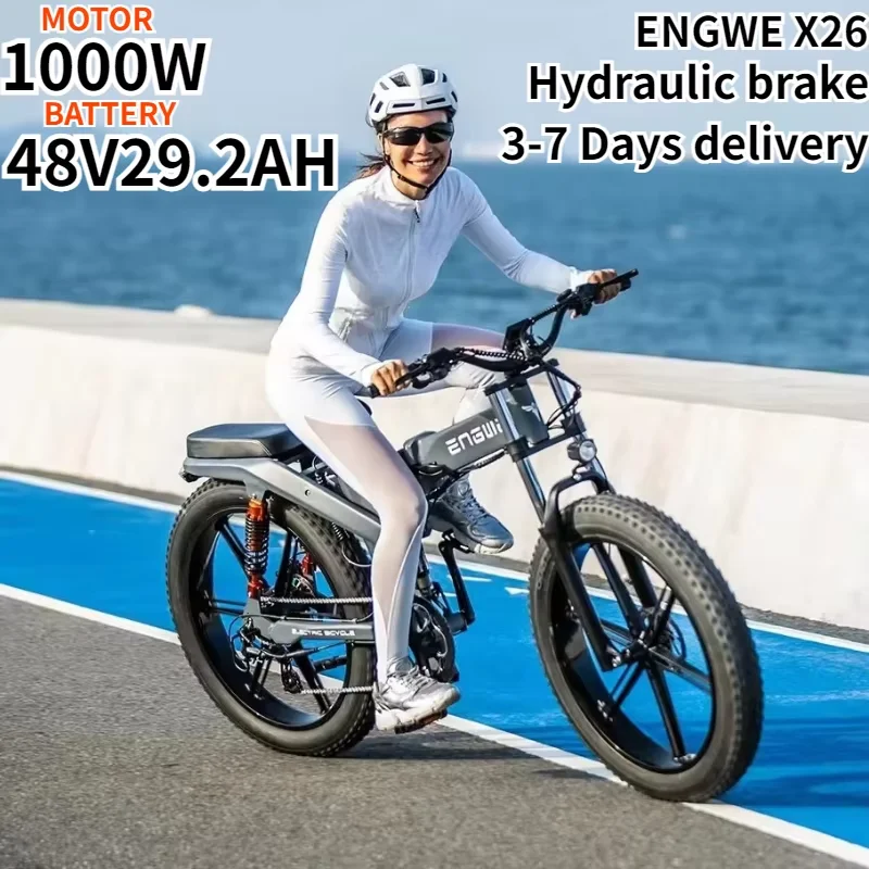 ENGWE X26 E Bike Folding 1000W Motor 48V29.2AH Lithium Battery All-terrain Electric Bicycle Adult 26*4.0 Fat Tire Electric Bike