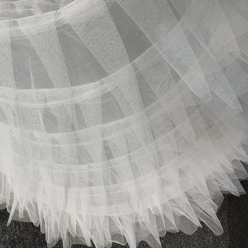 White Tulle Adjustable 6 Hoops Petticoats for Wedding Dress Plus Size Fluffy Woman Ball Gown Underskirt Crinoline