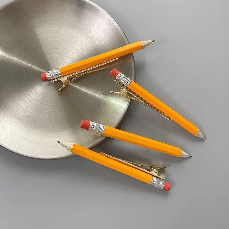 1/3 pinces à cheveux en forme de crayon, pinces à bec de canard mignonnes et originales, excellent choix pour les enseignants, les étudiants et les coiffures de rentrée scolaire