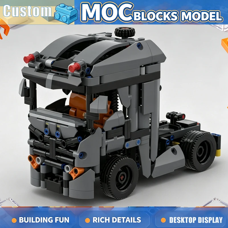 564PCS Compact Gray Hauler Truck Building Blocks Vehicle Model DIY Assembly Creative Mechanical Display Collection Birthday Gift