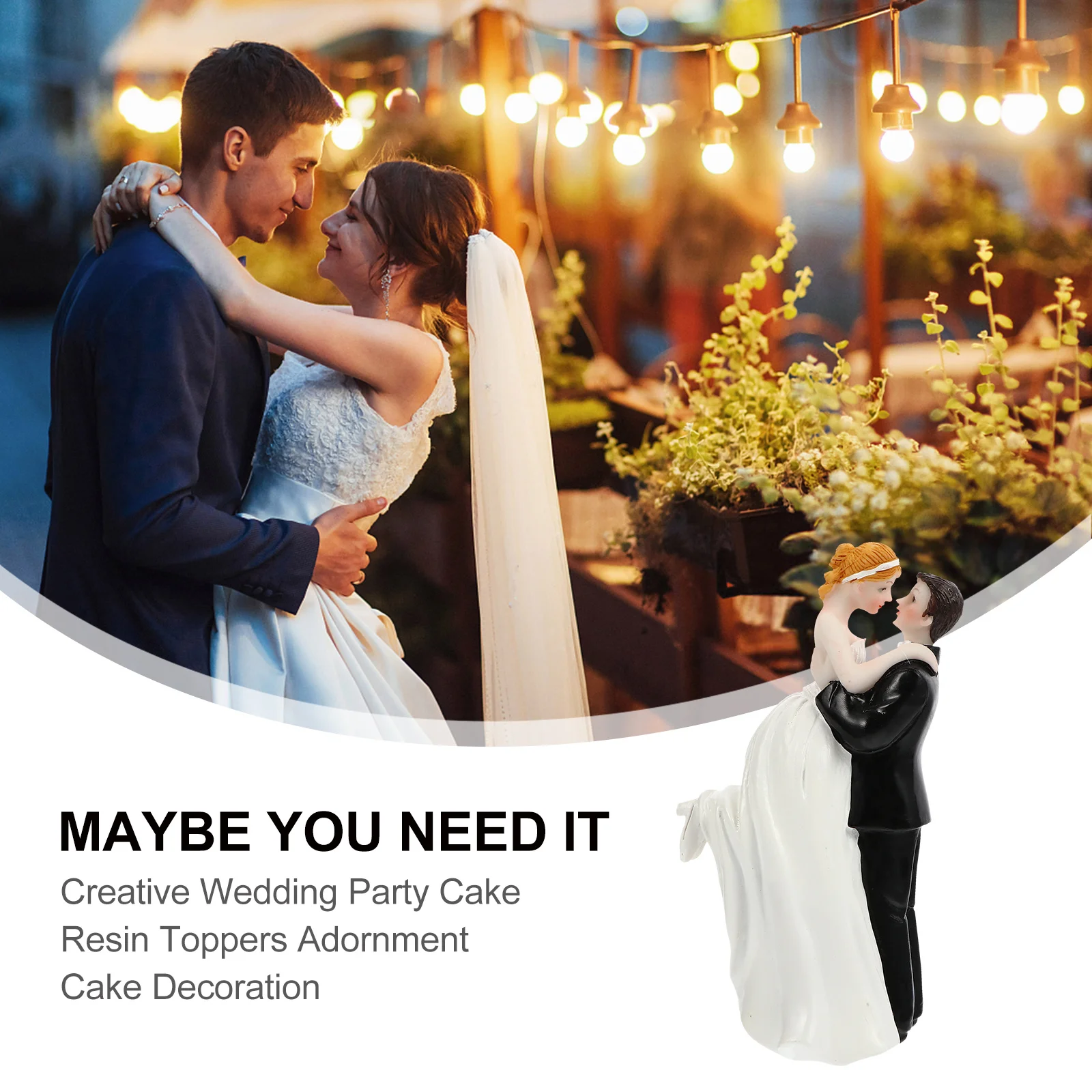 

1Pcs Wedding Cake Ornament Resin Bride Groom Topper Creative Wedding Party Decoration Exquisite Hand Painted Decor