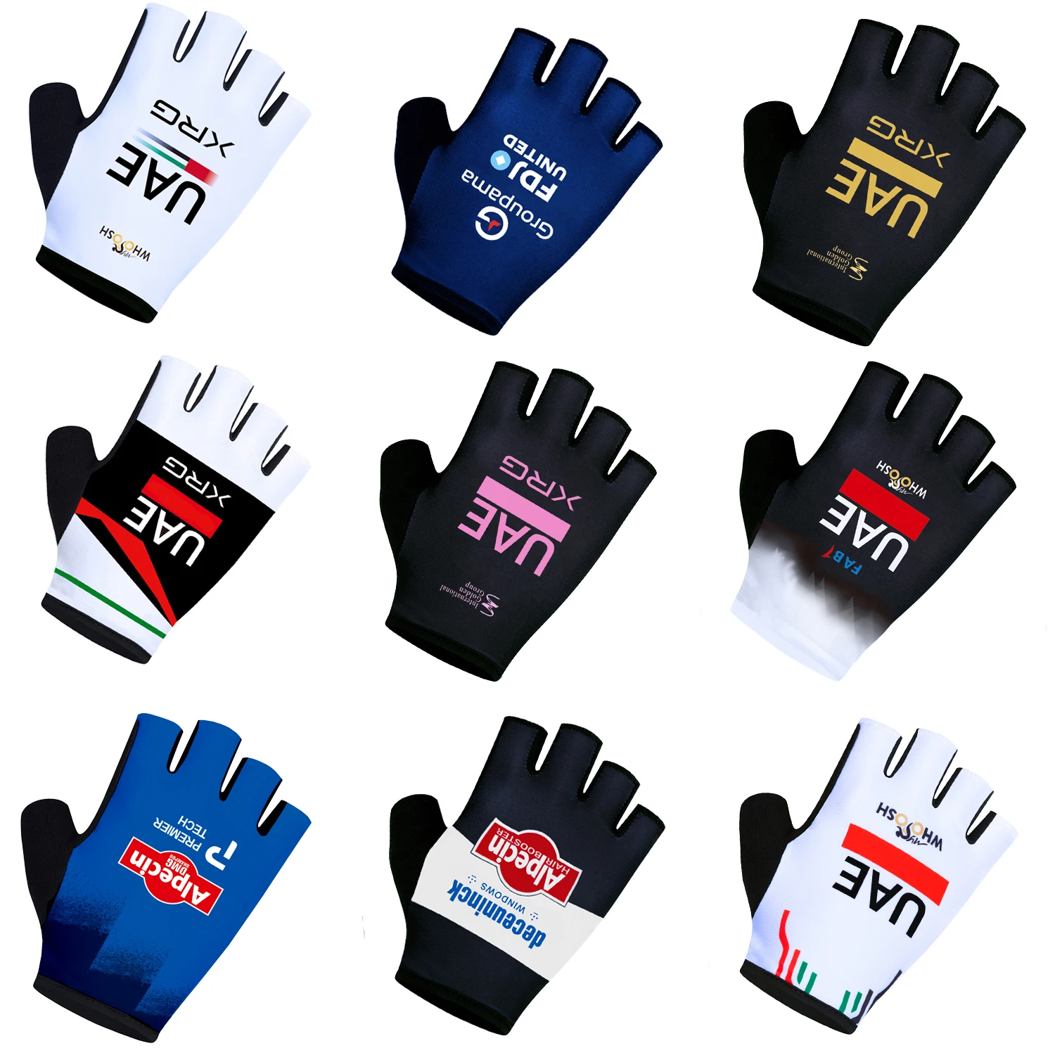 Neue FDJ Radfahren Handschuhe UAE Team Pro Halb Finger Gepolsterte MTB Rennrad Handschuhe Laufen Fitness Reiten Fahrrad Sport Handschuhe