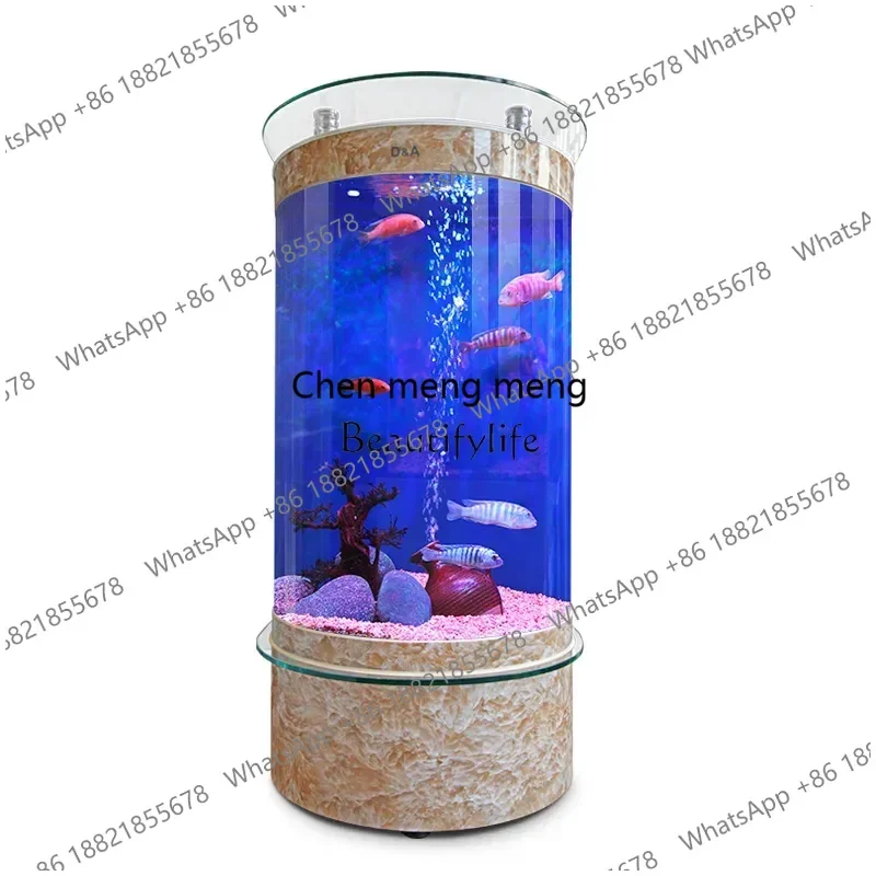 Semicircular bar tank Living room Next to household TV cabinet Ecological back filter Ornamental fish Aquarium Goldfish tank