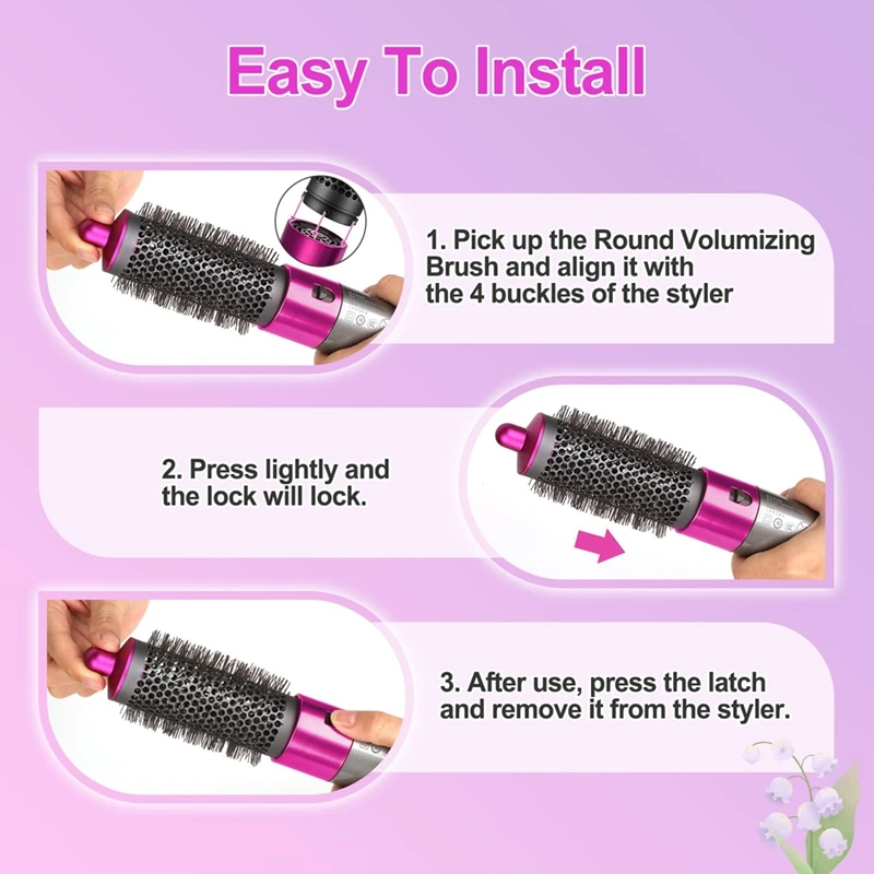 For Dyson Airwrap Large & Small Round Volumizing Brush Attachment - Enhance Volume & Style Effortlessly