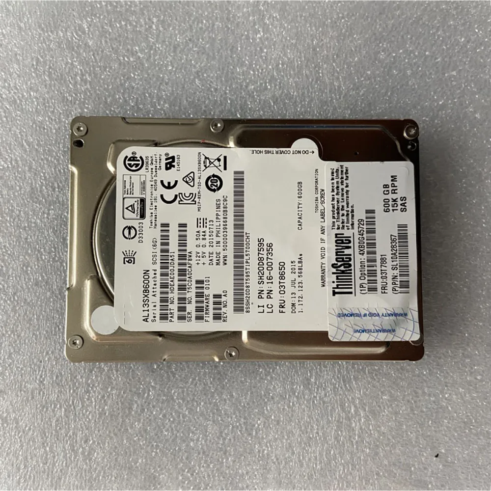 600Gb Voor Lenovo 03T7881 600G 15K Sas 2.5 03T8650 AL13SXB600N Server Harde Schijf