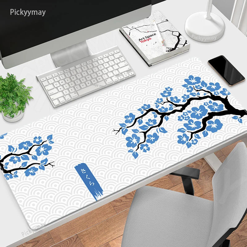 Big Blue Office Mouse Pad, Company Desk, Gamer Mousepad, Table Mats, Computador, Mat, Sakura, 100x50cm