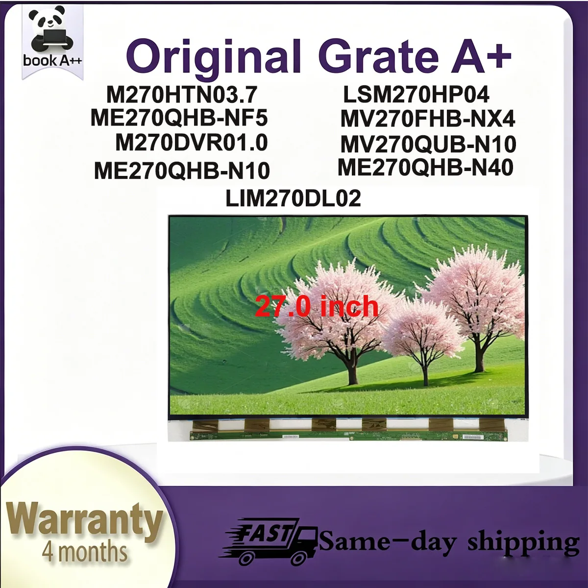 Original New A+ 27" IPS LCD Screen M270HTN03.7 LSM270HP04 MV270FHB NX4 M270DVR01.0 MV270QUB N10 ME270QHB NF5 N10 N40 LIM270DL02