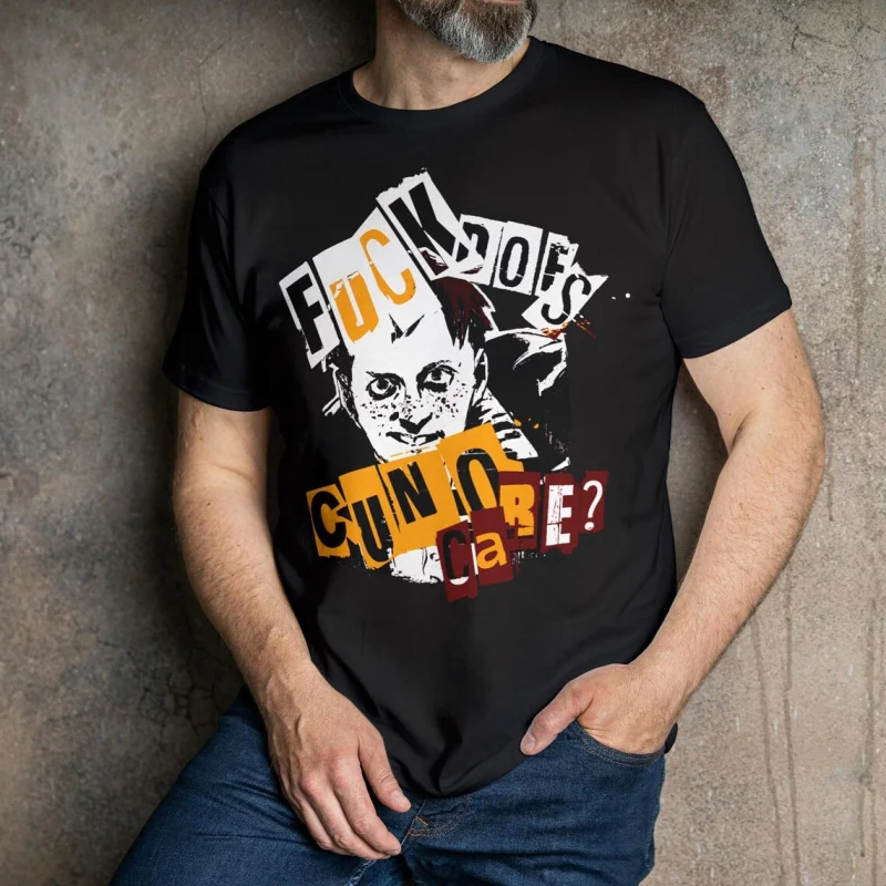 

F Does Cuno Care Quote Retro video game Gift T shirt for man All size Tops Disco Elysium Graphic Clothes 100% cotton Print Tee