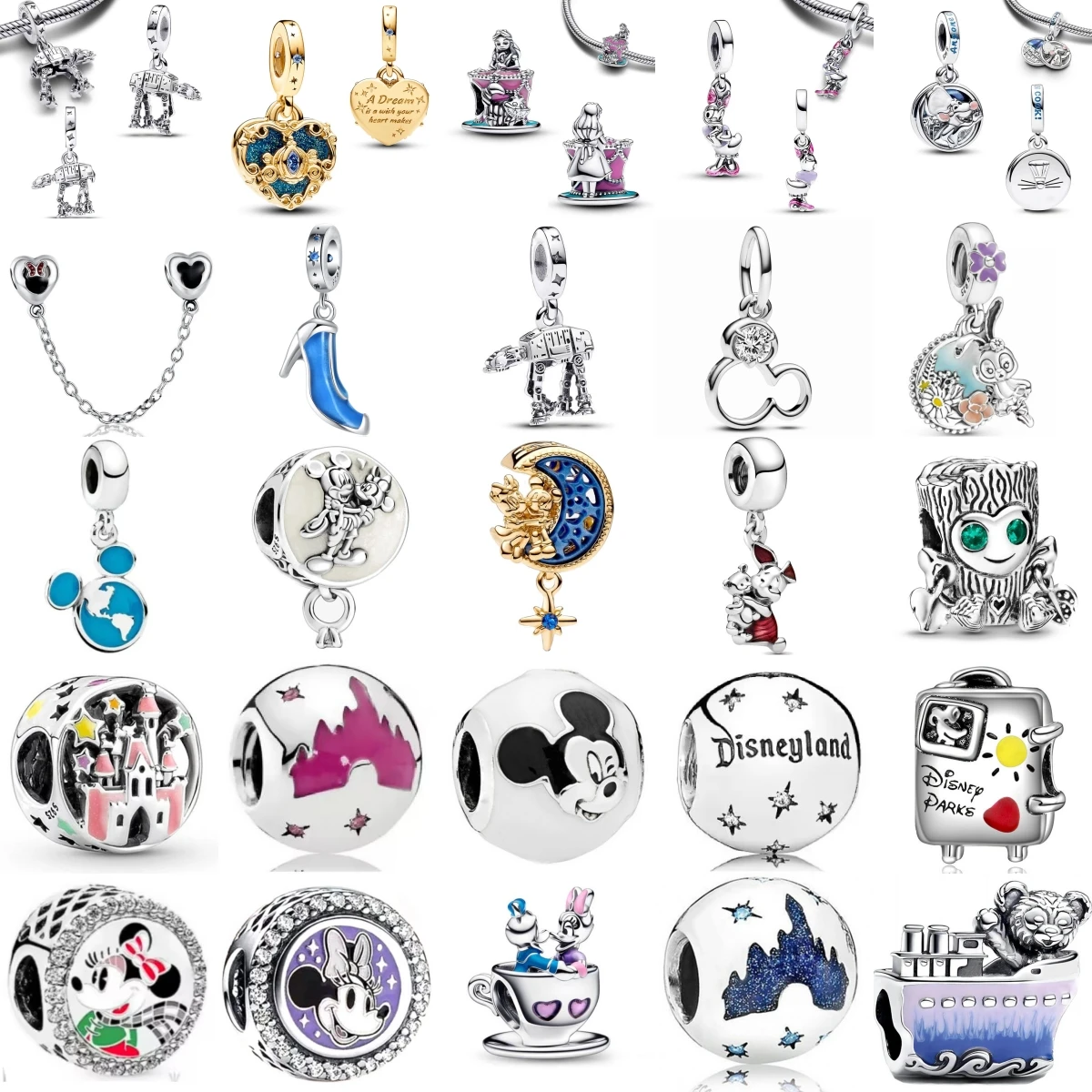 925 Sterling Silver Mickey Disney Mickey Mouse Minnie &Mouse Eternal Love Charm Fit Original Pandora Bracelet DIY Ladies Jewelry