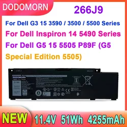 New Laptop Battery 266J9 For Dell G3 15 3590 3500 G5 15 5500 5505 Inspiron 14 5490 M4GWP PN1VN 11.4V 51WH