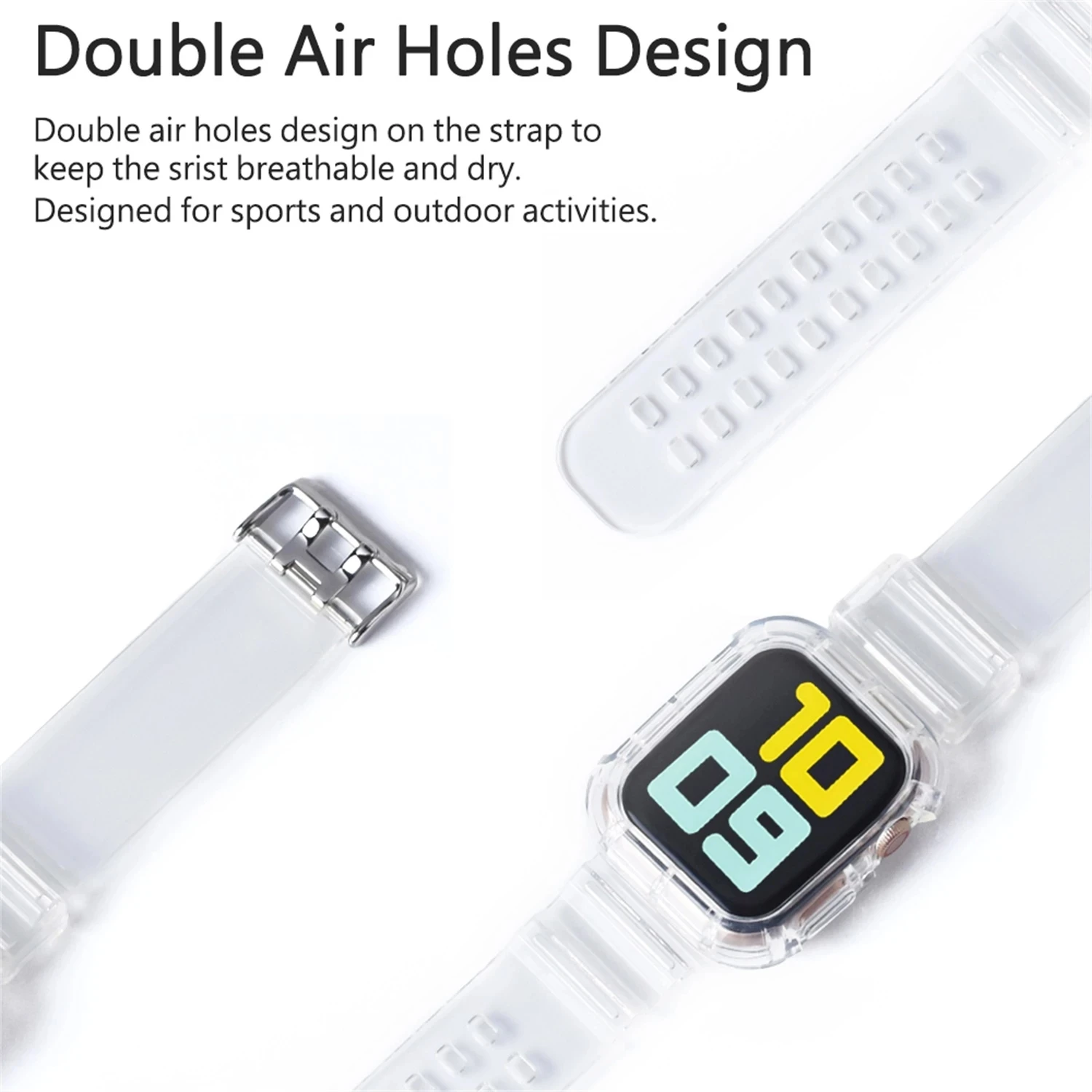 Silicone Clear Band  Case for Apple Watch strap 8 7 6 SE 5 4 3 Transparent Strap for iwatch 40mm 44mm 42MM 41MM 45MM 49MM