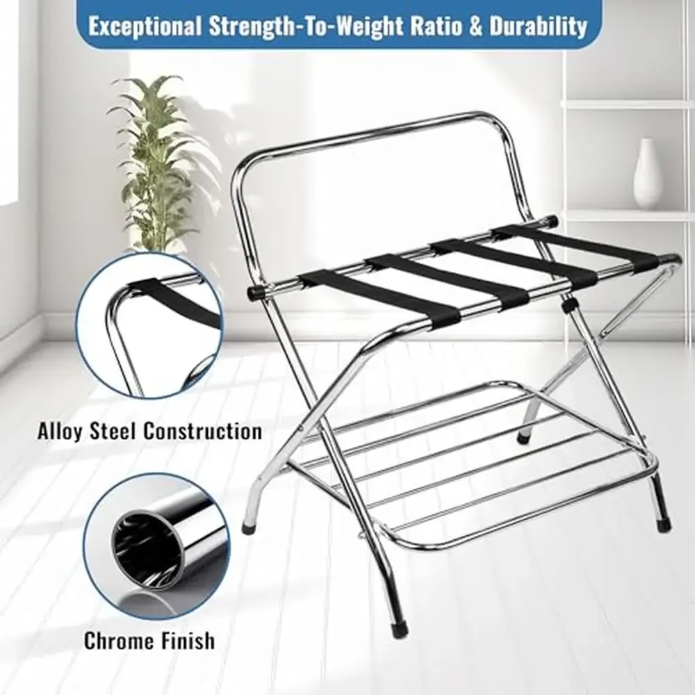 X-Shape Luggage Rack Single Tier Sturdy Metal Stand Shoe Organizer Guest Room Storage Stand