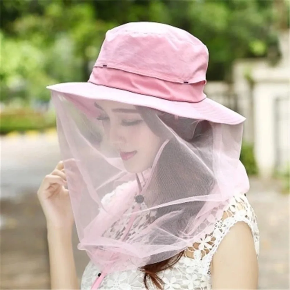 Anti Mosquito Fishing Sun Hat Breathable Multifunctional Fisherman Hat UPF50+ Full Face Protection Net Anti-mosquito Cap Jungle