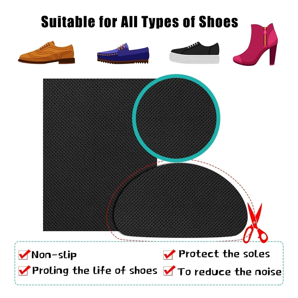 Rubber Sole for Shoe Repair Materials Shoe Protector Sole for Sneaker & High Heels Outsole Replacement Non-Slip Shoe Bottom Grip