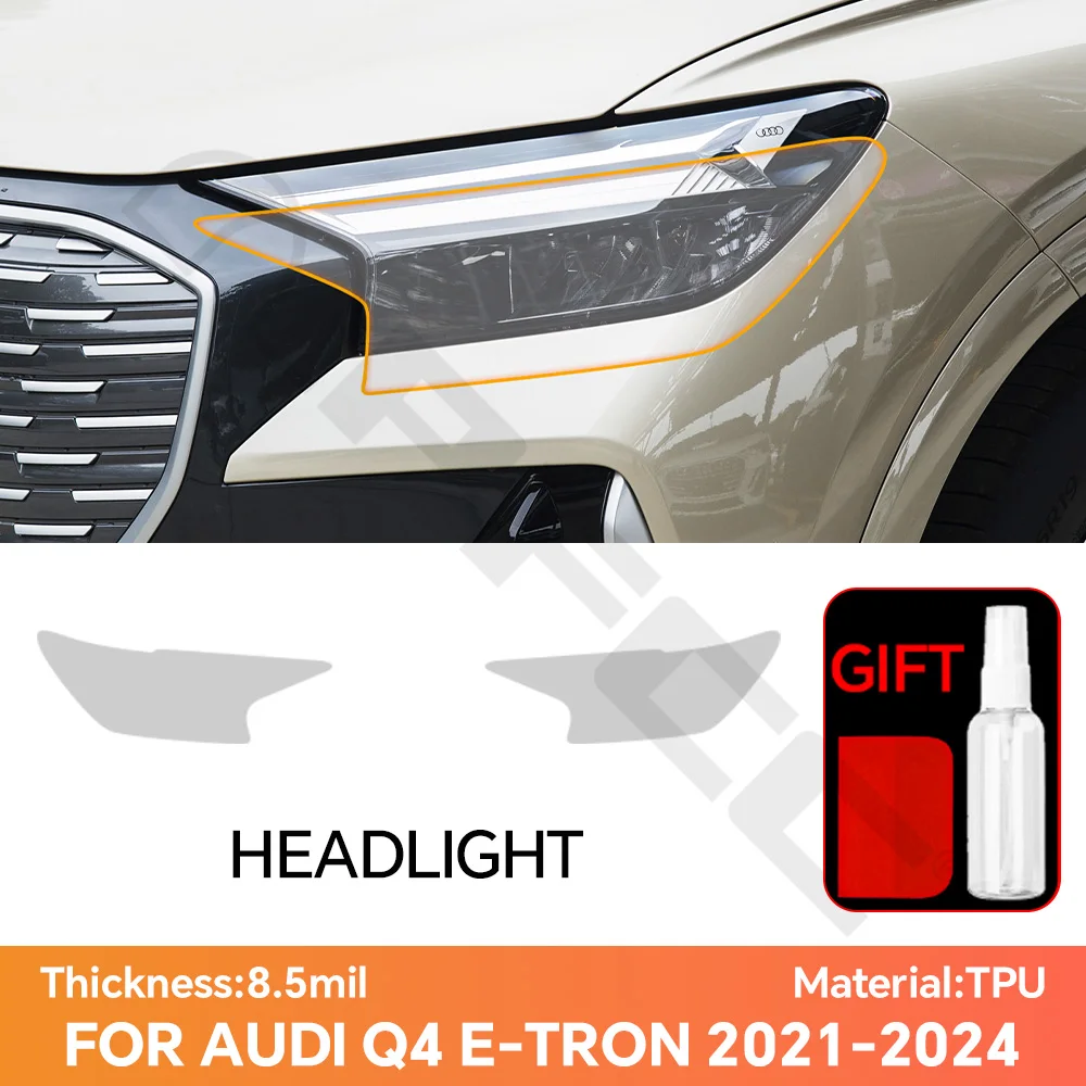 

For Audi Q4 E-TRON 2021-2024 TPU Clear Headlight Rearview Film PreCut Paint Protection Film DIY PPF Bra Anti-scratch Film