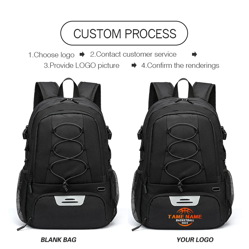 Custom Sports Bag Basketball Backpack DIYname Sport Bag With Independent Ball Shoes Compartment Training Gym Bag print logo