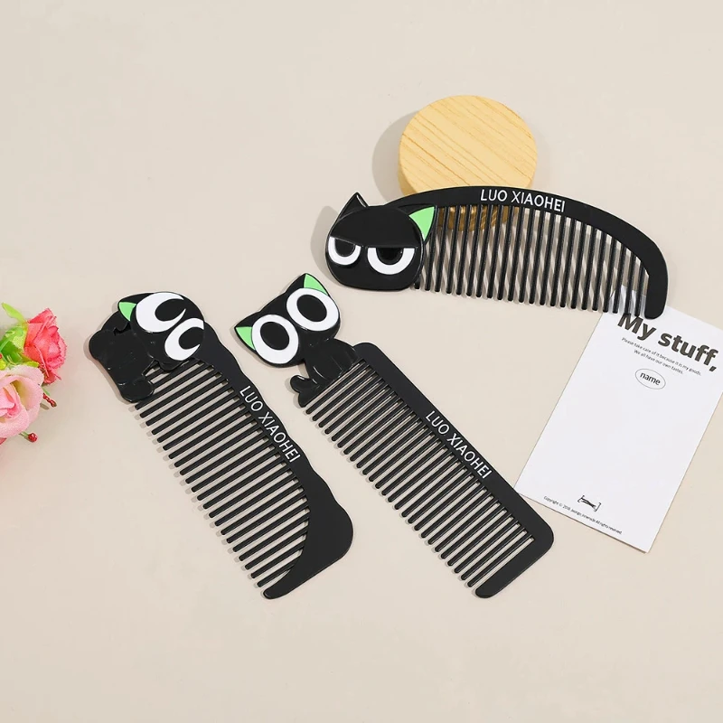 

The Legend of Hei Cute Cartoon Cat Mini Comb Portable Anti Static Hair Comb for Long Hair Bangs Travel Daily Use Gift