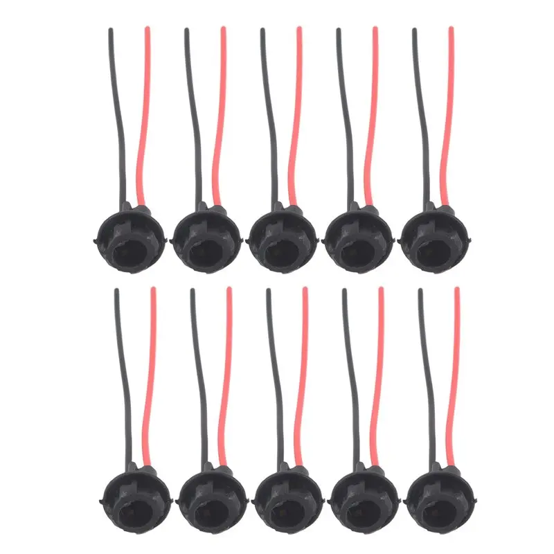 A54K-10X T10 W5W 168 194 Lamp Holder Socket Glass Base Lamp Socket DIY, Black
