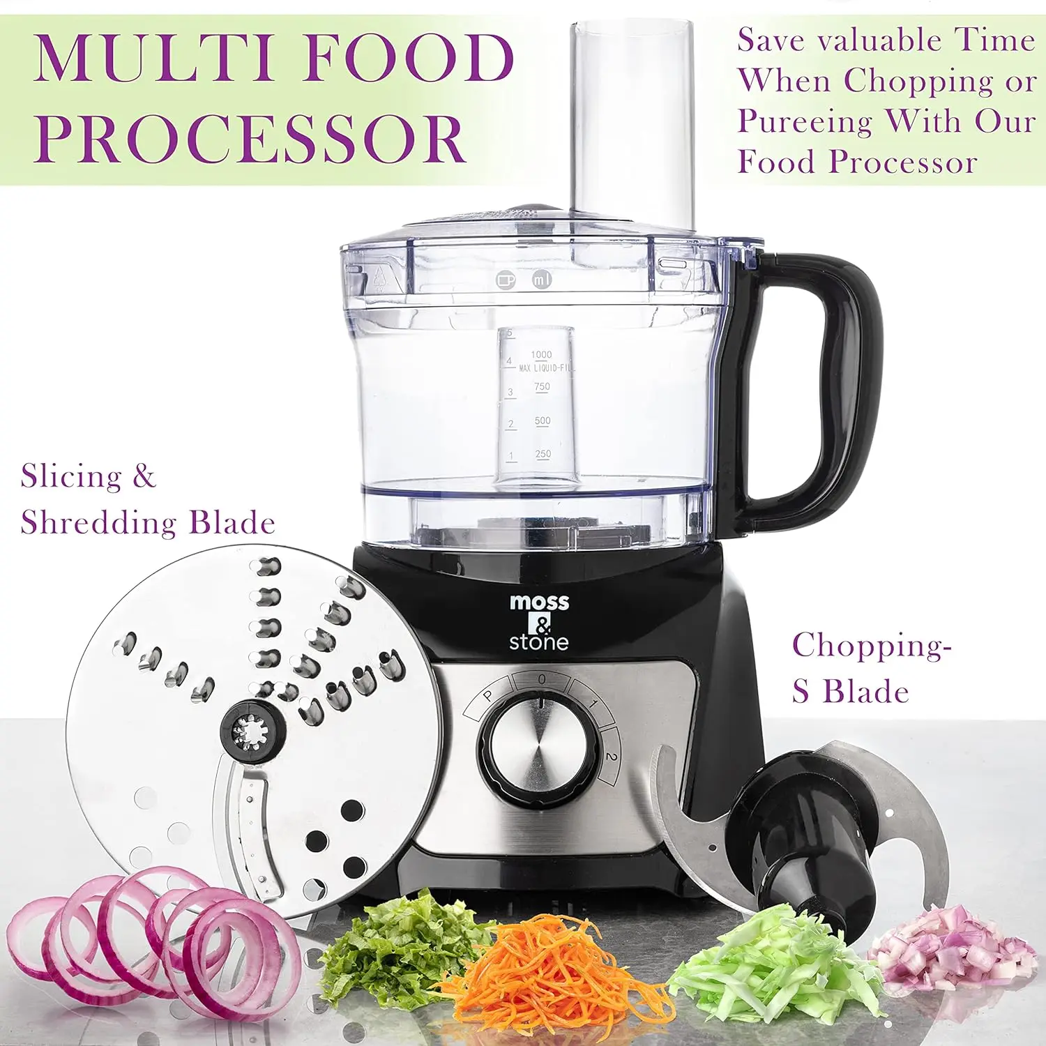 Food Processor 8 Cup Strong Vegetable Chopper for Dicing, Chopping, Mincing, & Puree 500 Watts, Chopper With 2 Spee