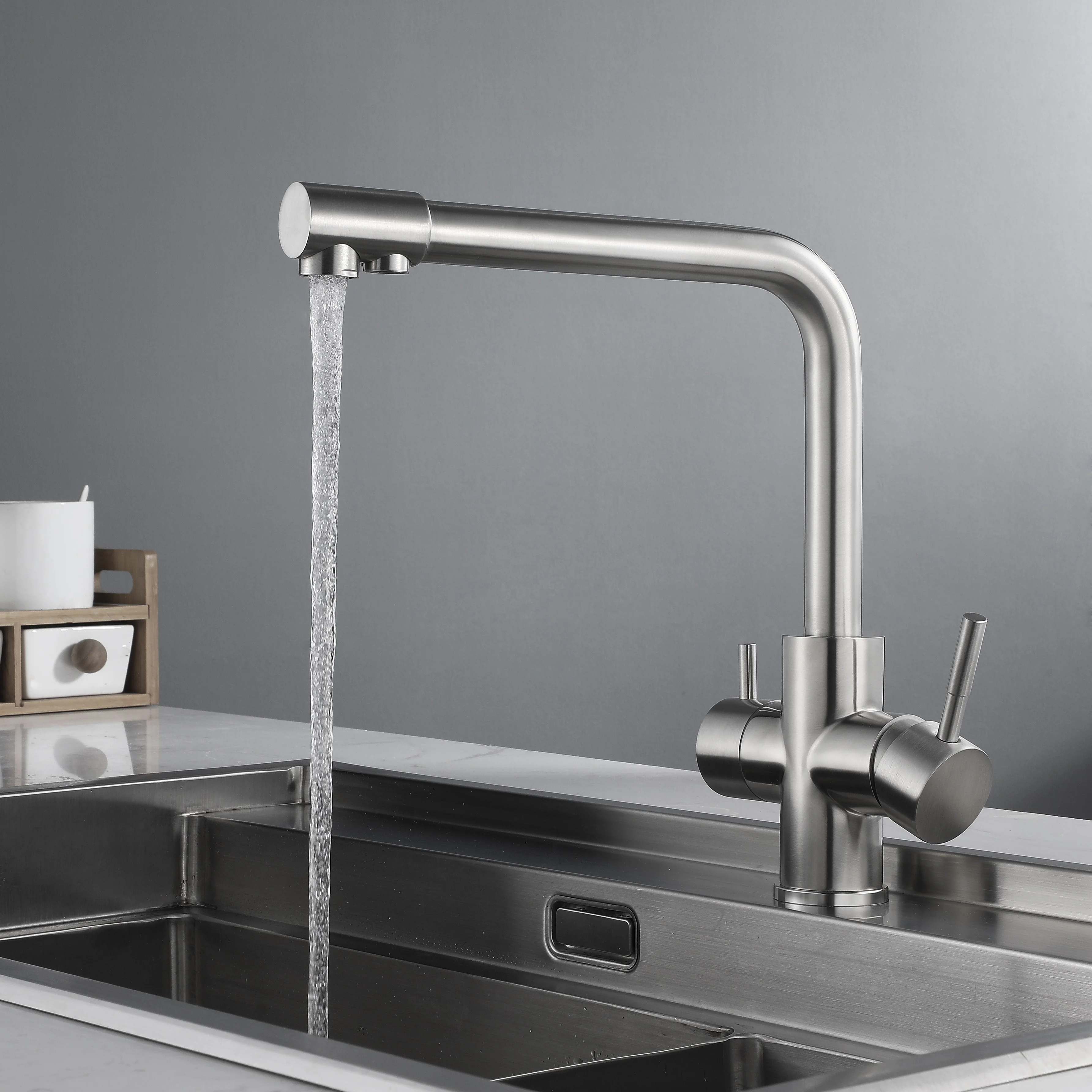 

TIFILOJIA 3-in-1 Kitchen Faucet with Cold And Hot Water Purification 304 Stainless Steel Three-in-One Combination for Kitchen