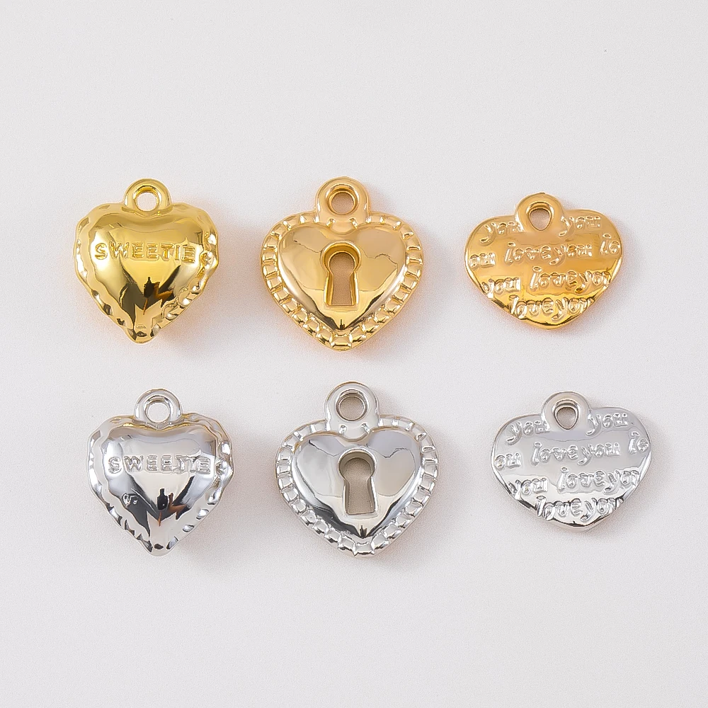 

50/10pcs Mini Charms CCB Charms Heart Lock Star Pendant Bracelets For DIY Jewelry Making Accessories New Arrivals Wholesale